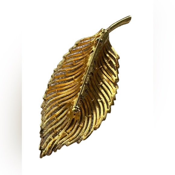 Genuine KENNETH LANE gold leaf brooch pin rare - Picture 7 of 10